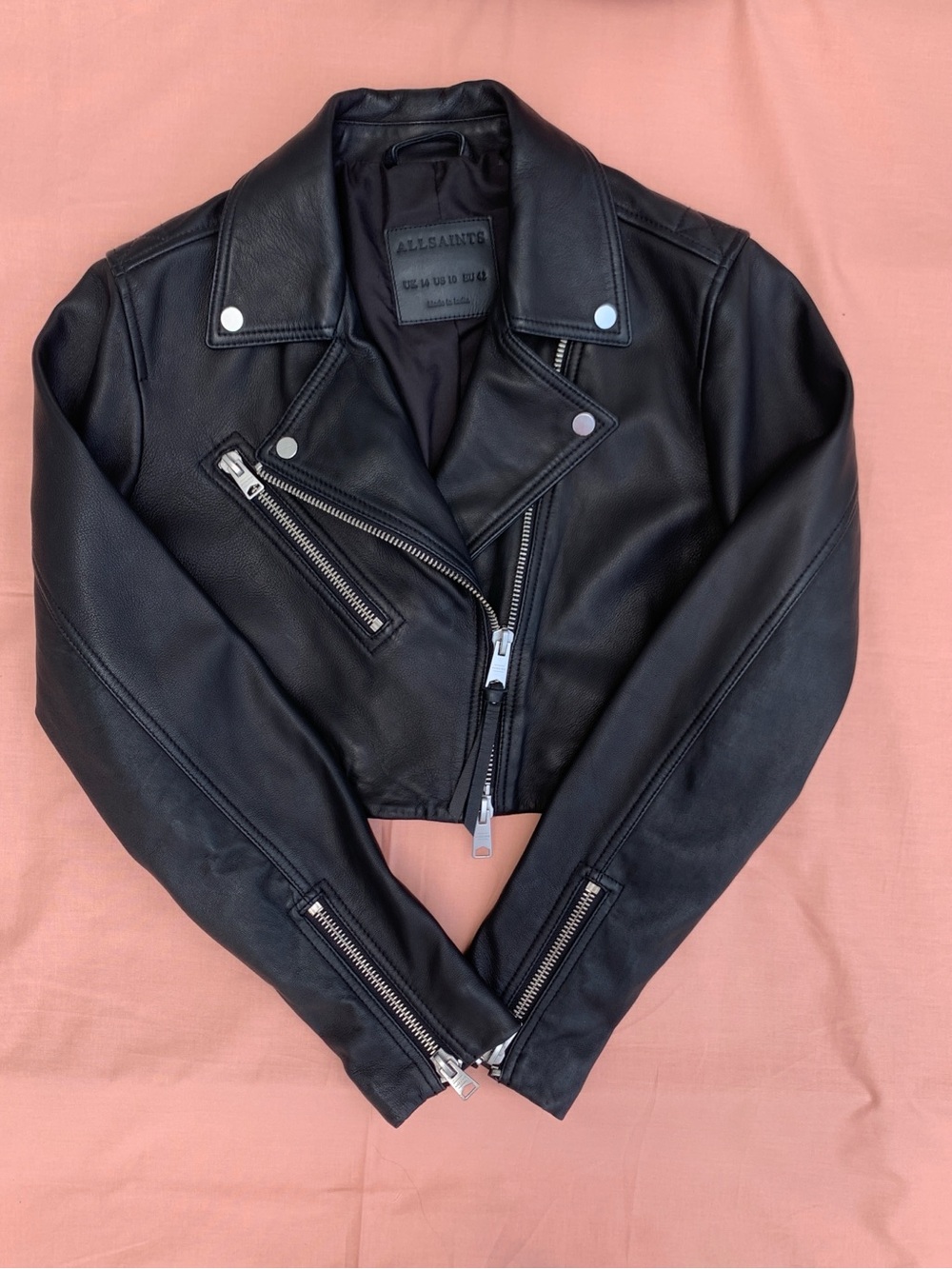 Rare All Saint Elora Cropped Lambskin
Biker Jacket - Capsule Piece Revolve/All